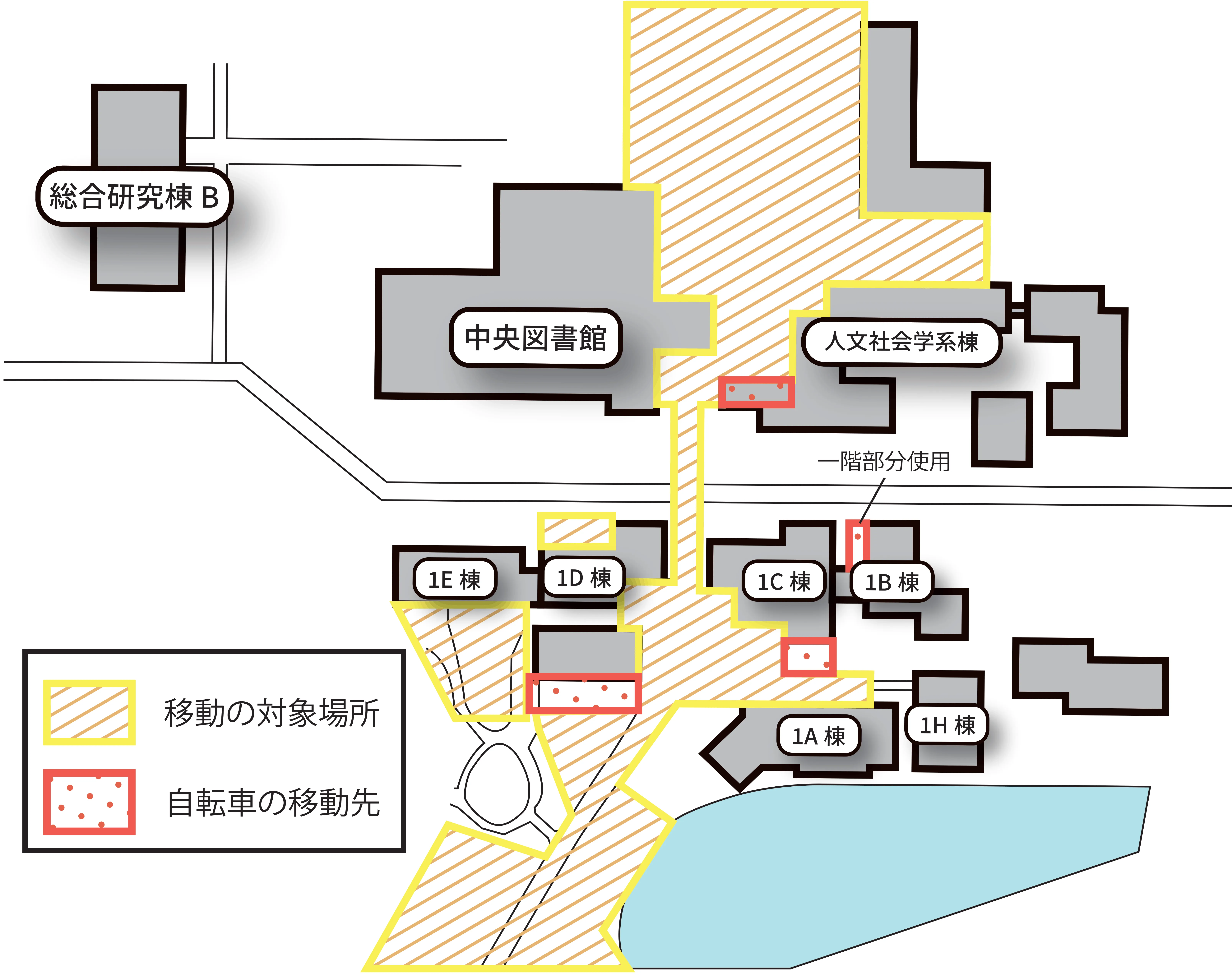 第一エリアの自転車の移動の対象場所と移動先